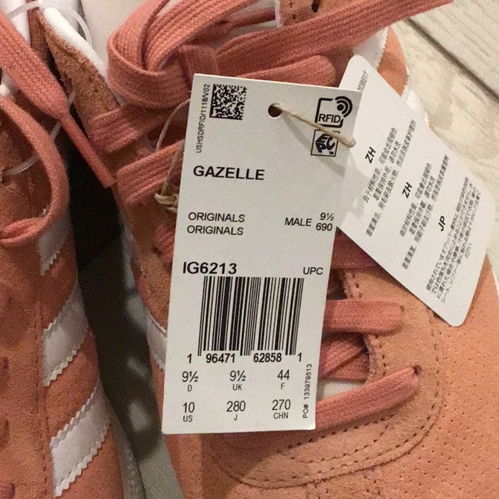 Adidas Gazelle Sneakers in Salmon and White - Picture 8 of 9